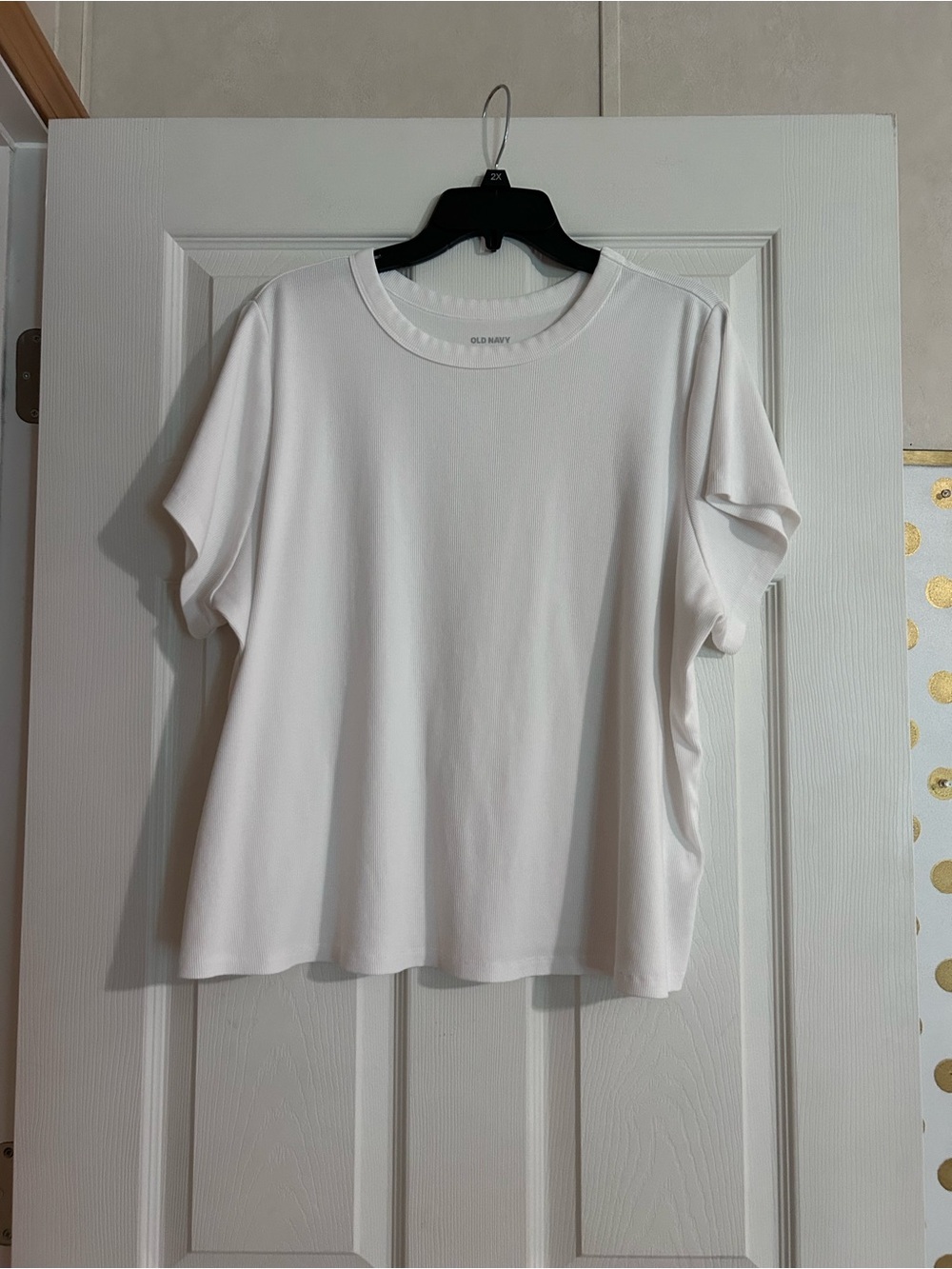Old Navy Women's White Short Sleeve Crewneck Ribbed Tee